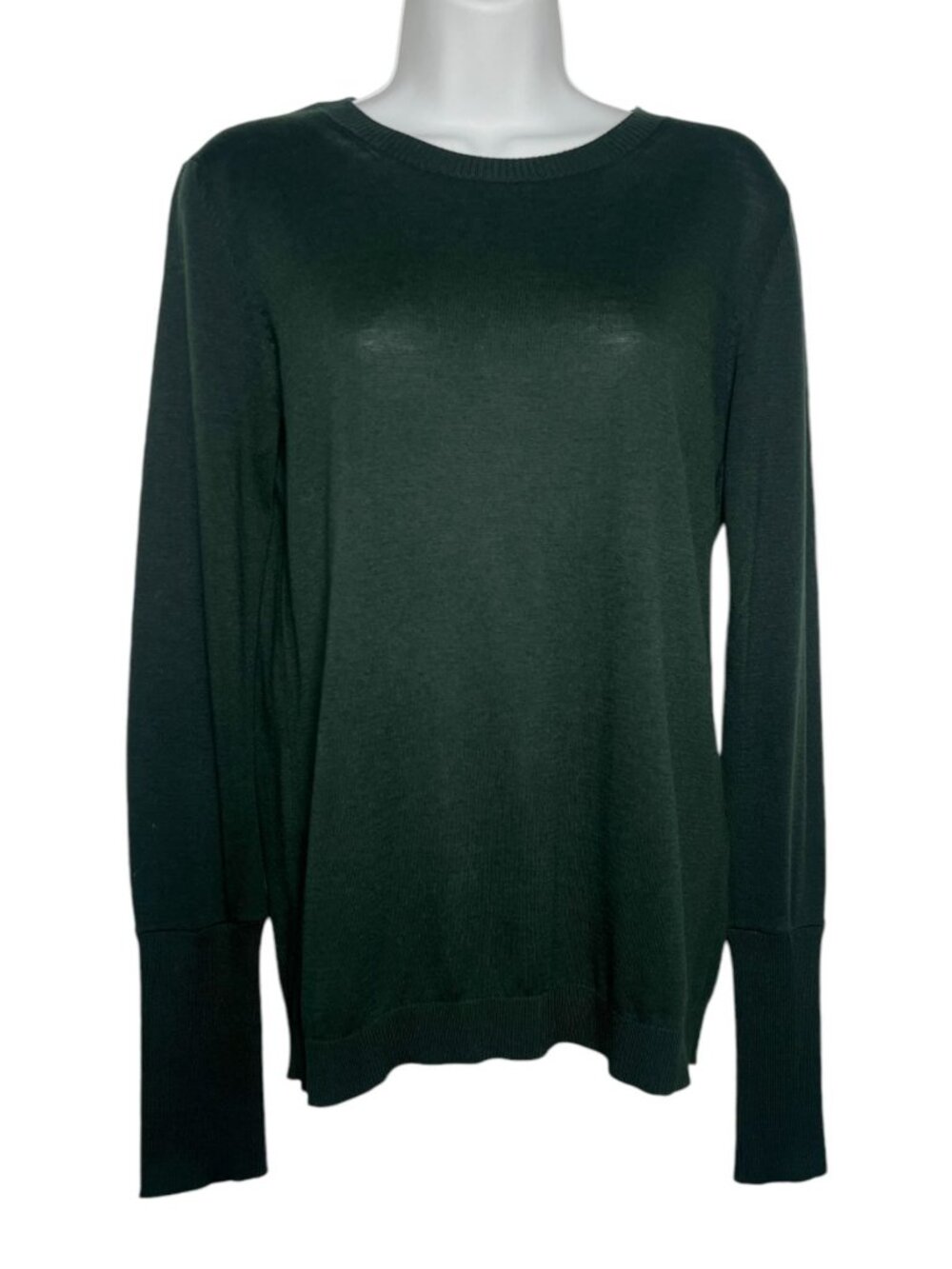 Sibel Saral Egyptian Cotton Knit Sweater Pullover Crew Neck Deep Green XS